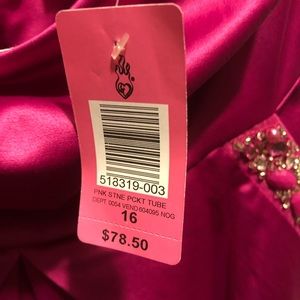 Strapless Hot Pink Dress w/Beaded POCKET details!